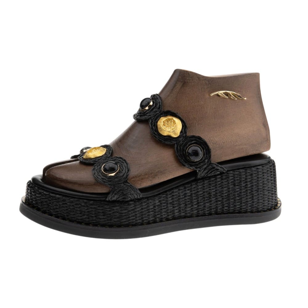 Sandalias griegas plataforma piedras Caryatis mujer foto 3