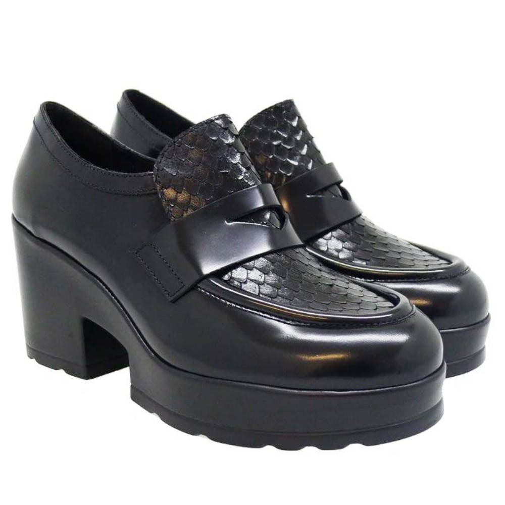 Mocasín antifaz con tacón Jeannot 73578 Negro