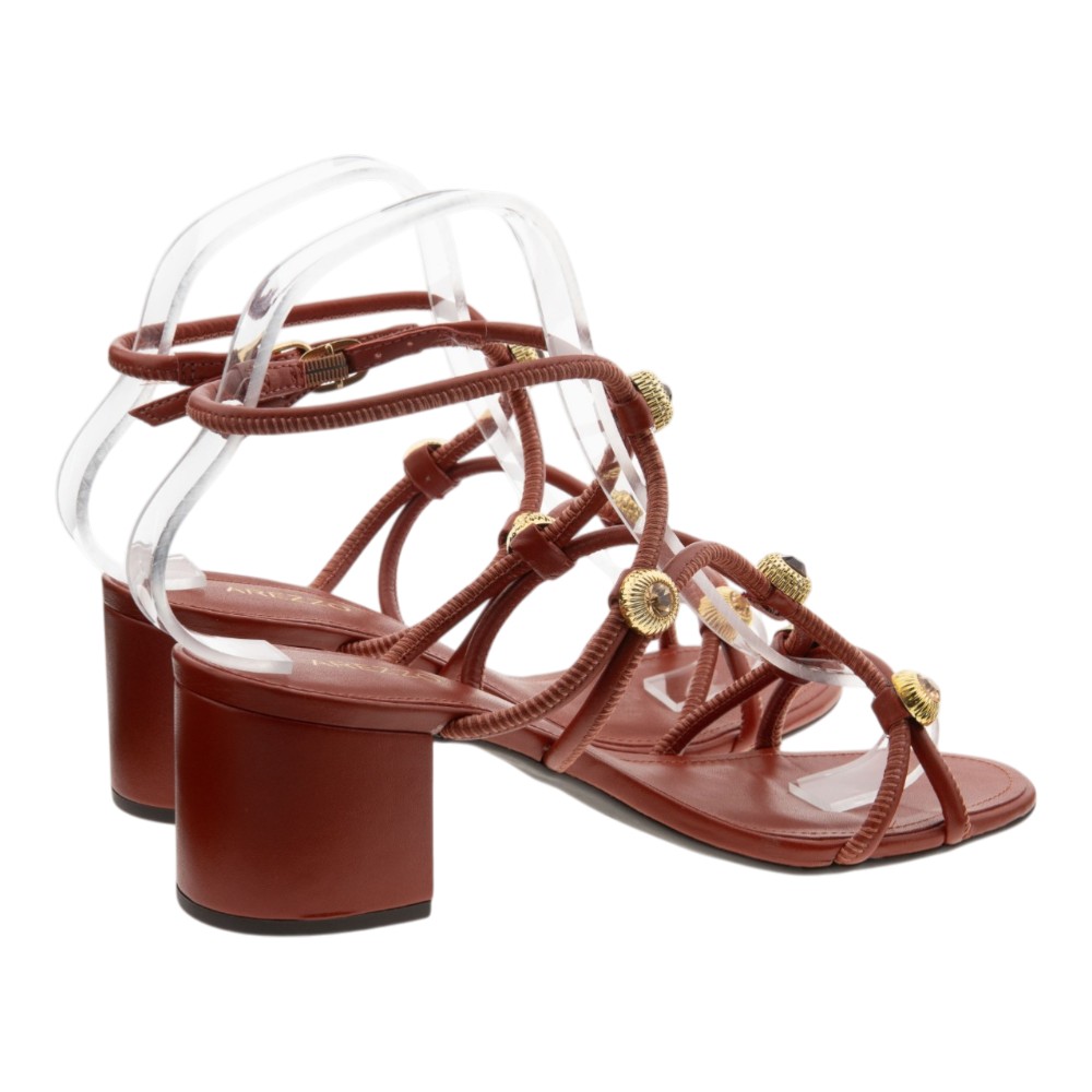 Sandalias tacón naranjas brillantes Arezzo foto 4