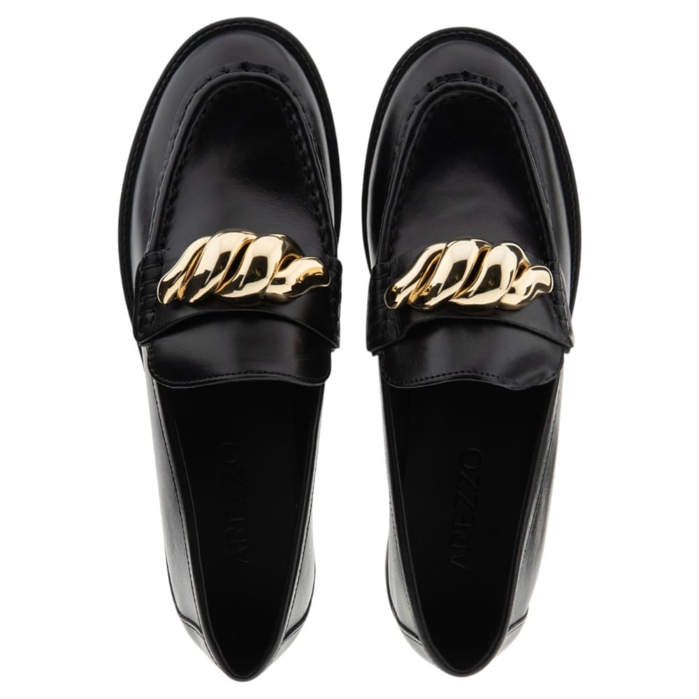 Mocasines mujer piel negros adorno Arezzo foto 2