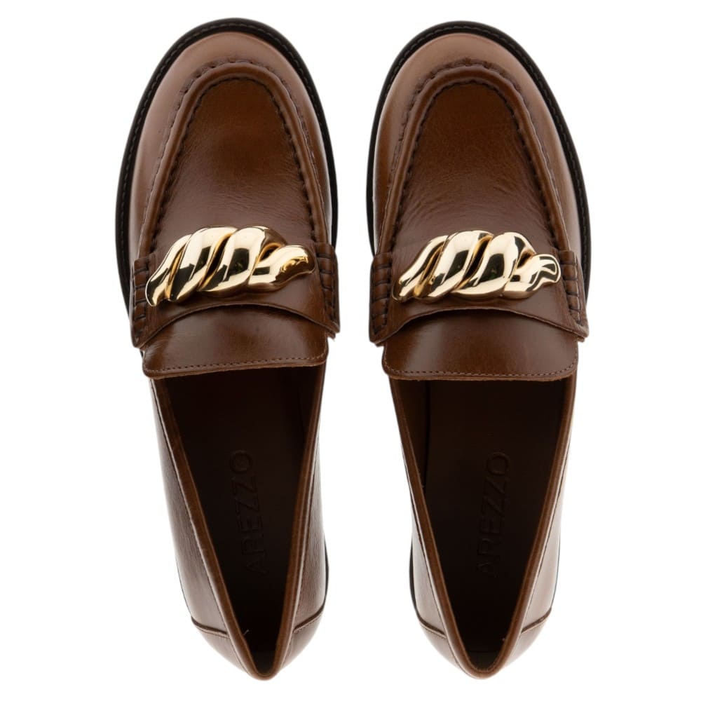 Mocasines marrones adorno dorado Arezzo mujer foto 2