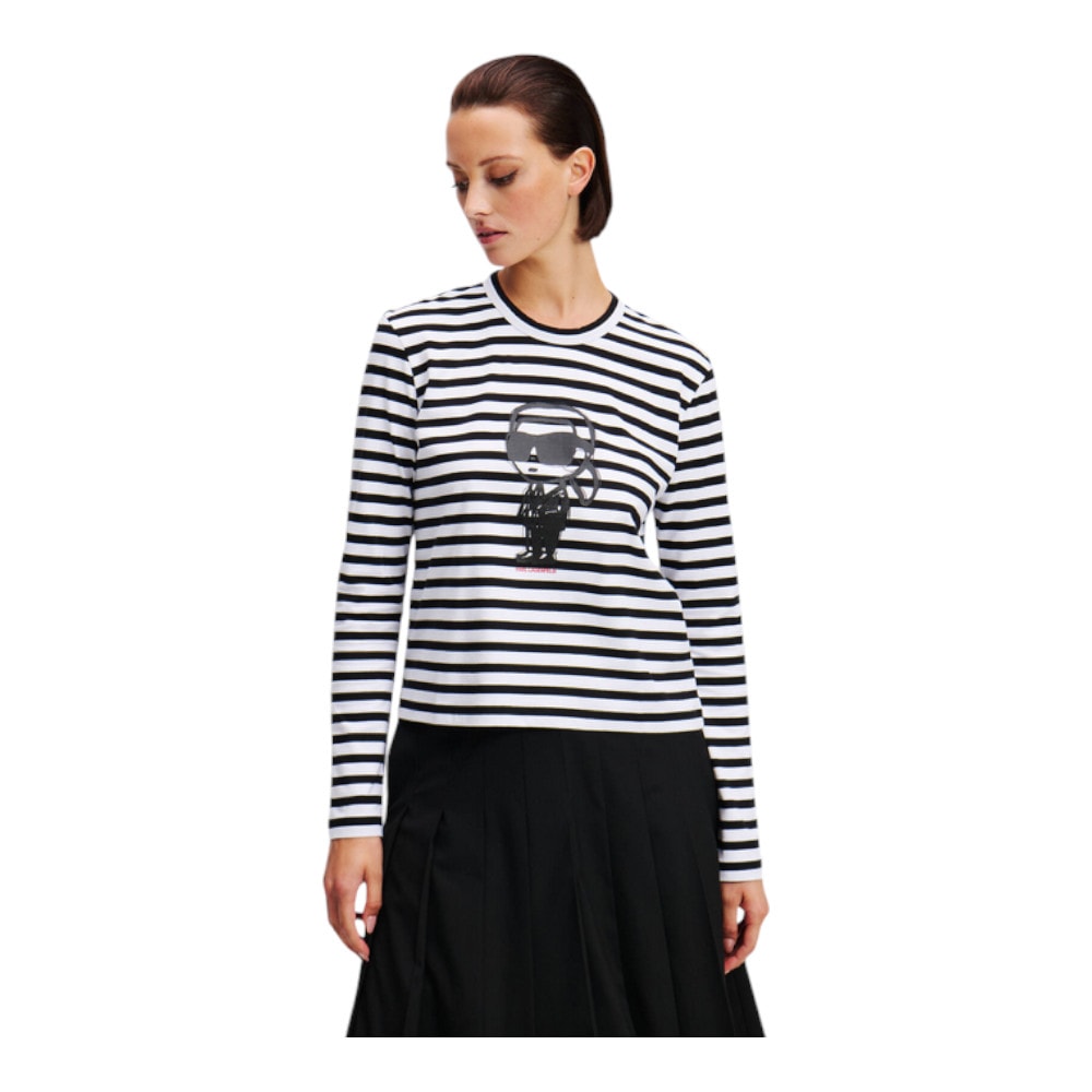 Camiseta Mujer Karl Lagerfeld Rayas – Estilo Chic y Sofisticado foto 2