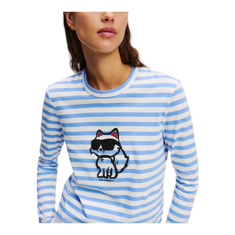 Camiseta Mujer Karl Lagerfeld Rayas – Estilo Chic y Sofisticado foto 2