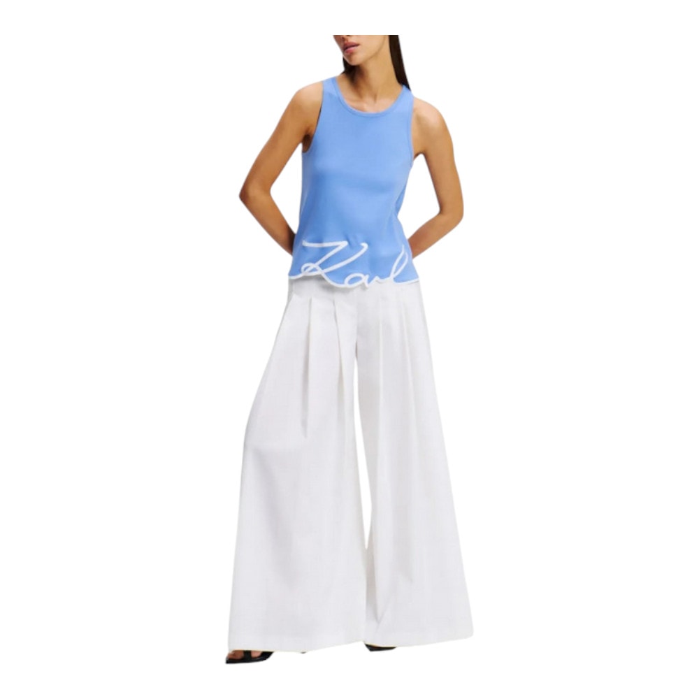 Camiseta Karl Lagerfeld Mujer | Estilo y Exclusividad en Blanco y Azulón foto 3