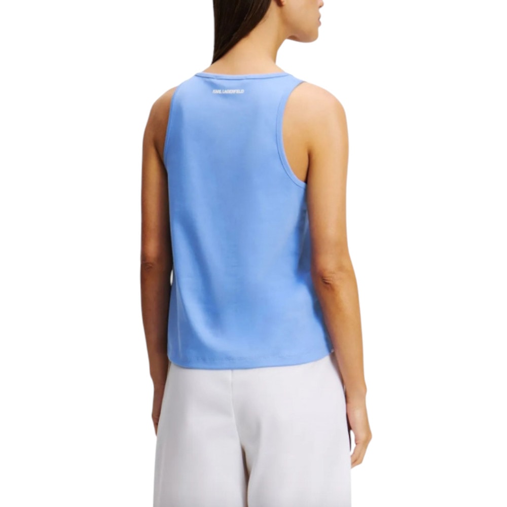 Camiseta Karl Lagerfeld Mujer | Estilo y Exclusividad en Blanco y Azulón foto 4