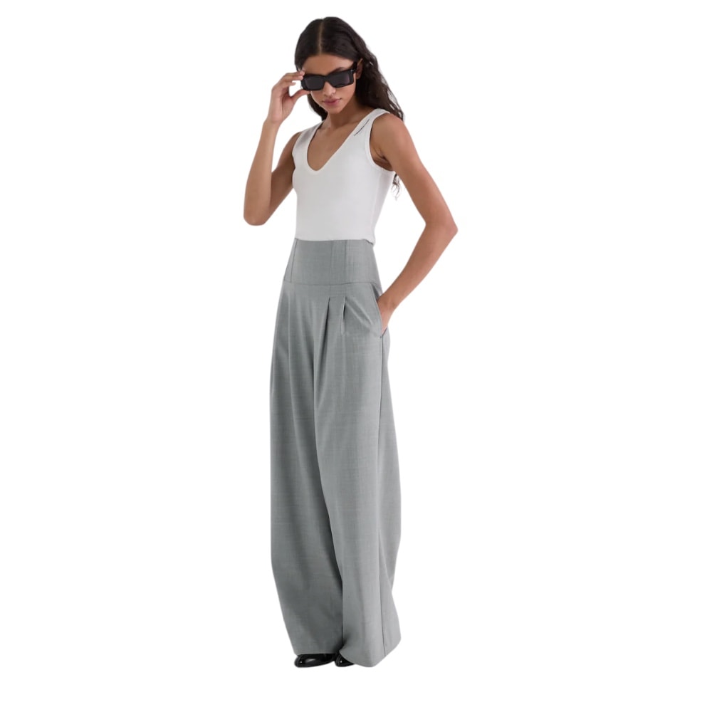 Pantalón mujer gris ancho estilo sastre Karl Lagerfeld | Gallery Carrilé foto 3