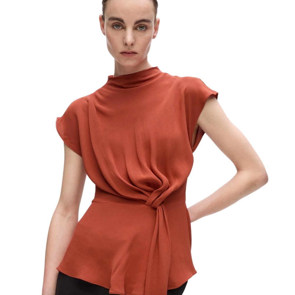 Blusa manga corta teja anudada Karl Lagerfeld | Gallery Carrilé foto 2