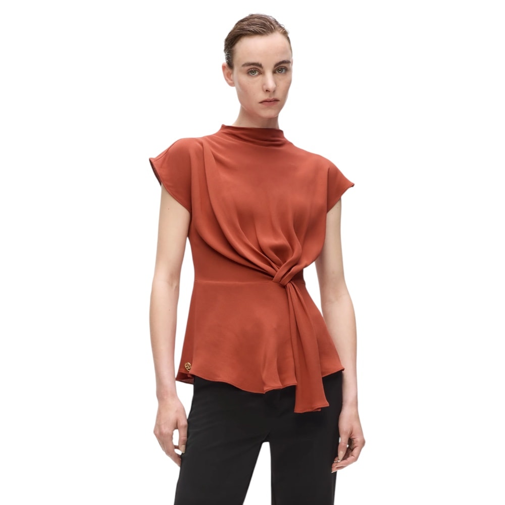 Blusa manga corta teja anudada Karl Lagerfeld | Gallery Carrilé foto 3