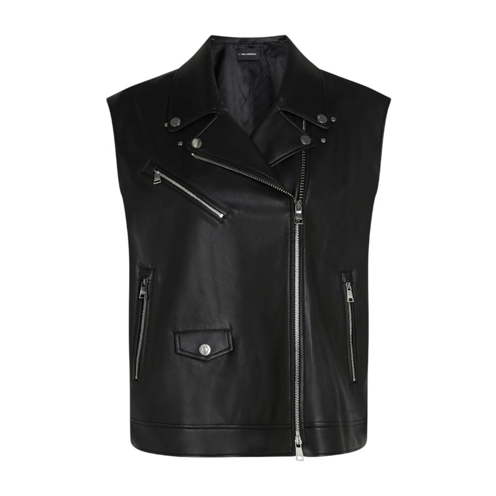 Chaleco efecto piel negro Karl Lagerfeld A3W14061