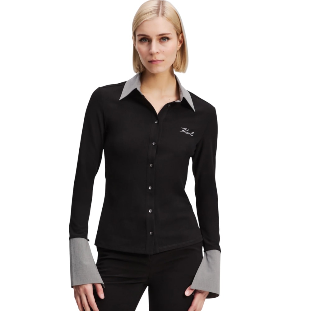 Blusa negra mujer entallada Karl Lagerfeld | Gallery Carrilé foto 2