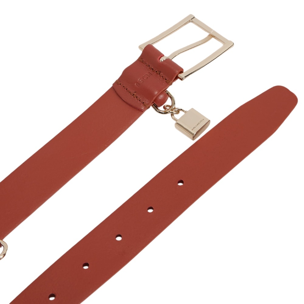 Cinturón piel rojo mujer Karl Lagerfeld con hebilla dorada foto 3