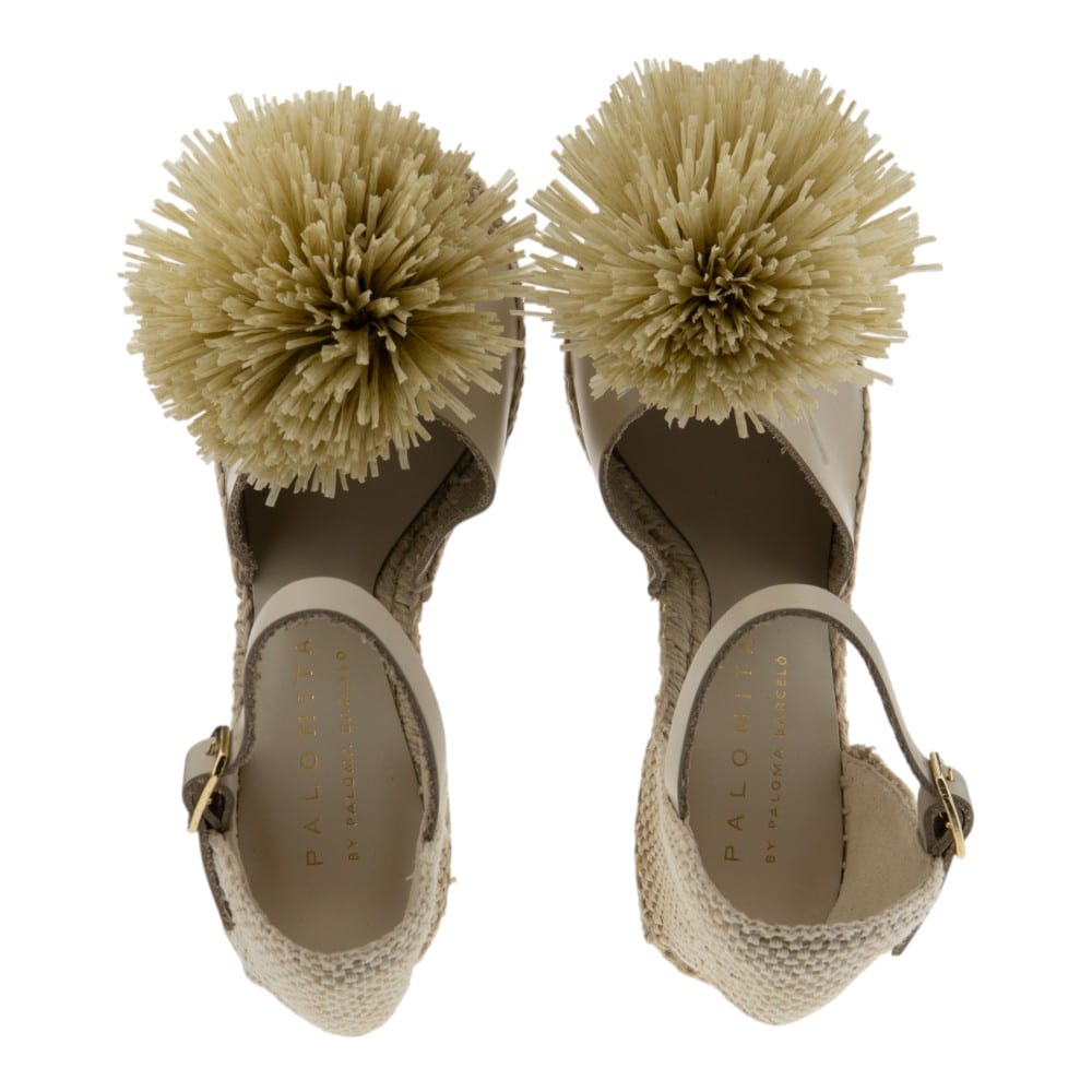 Alpargatas cuña mujer Palomitas beige – Diseño original y artesanal para verano foto 2