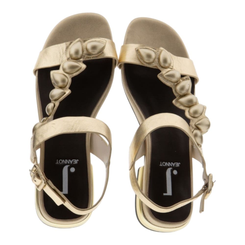 Sandalias planas doradas adornos Jeannot foto 2