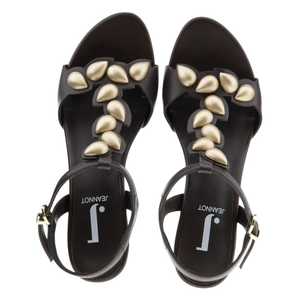 Sandalias negras vestir adornos dorados Jeannot foto 2