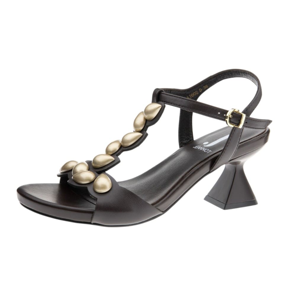 Sandalias negras vestir adornos dorados Jeannot foto 3