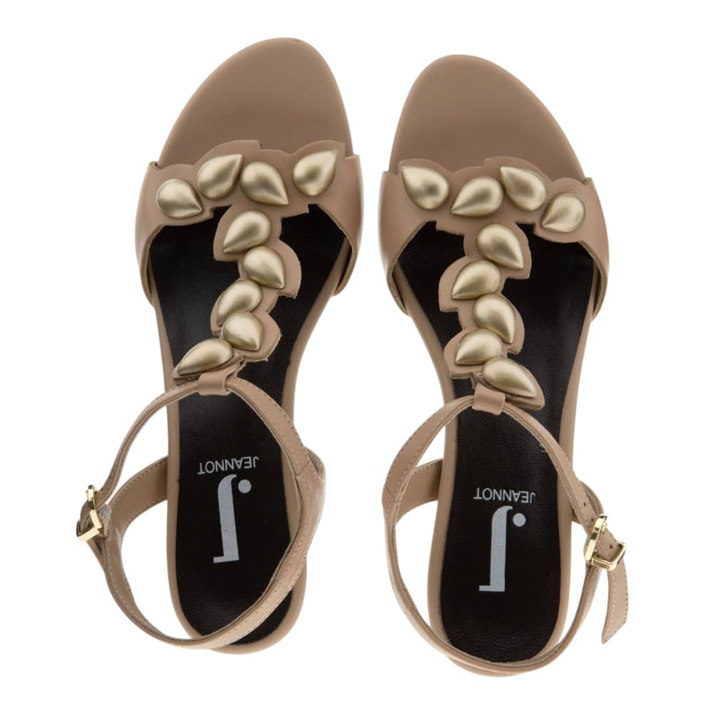 Sandalias beig tacón chupete adornos Jeannot foto 2