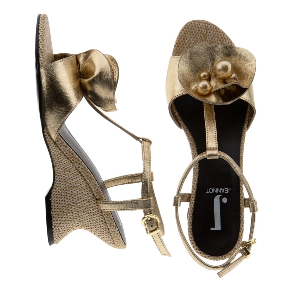 Sandalias doradas camelia tacón rafia Jeannot foto 2