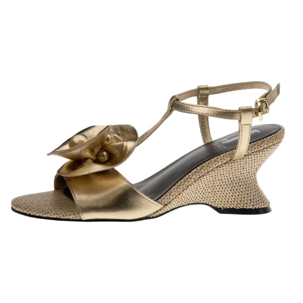 Sandalias doradas camelia tacón rafia Jeannot foto 3