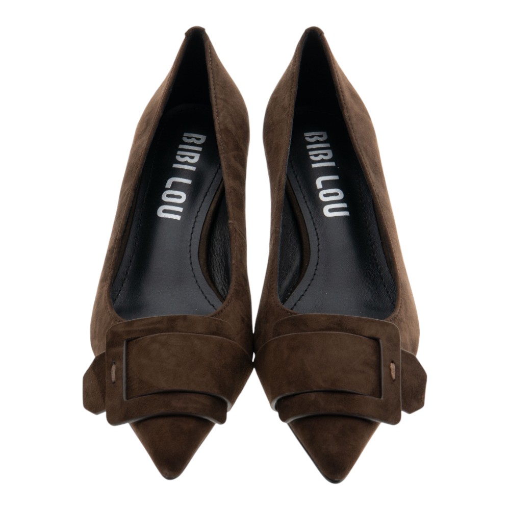 Zapato salón piel ante Bibilou – Tacón bajo con hebilla decorativa foto 2