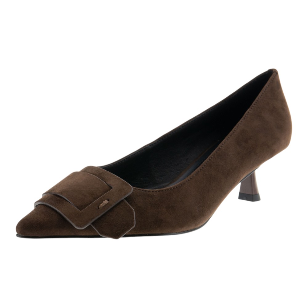 Zapato salón piel ante Bibilou – Tacón bajo con hebilla decorativa foto 3