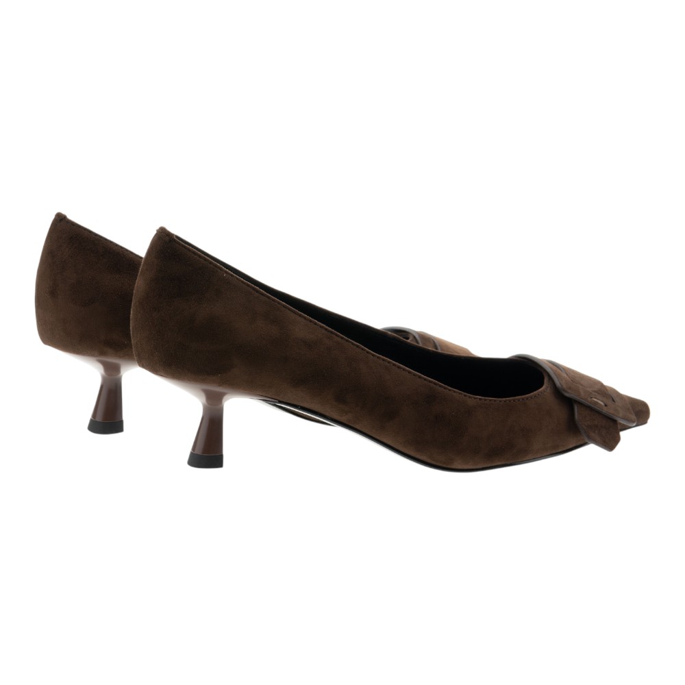 Zapato salón piel ante Bibilou – Tacón bajo con hebilla decorativa foto 4