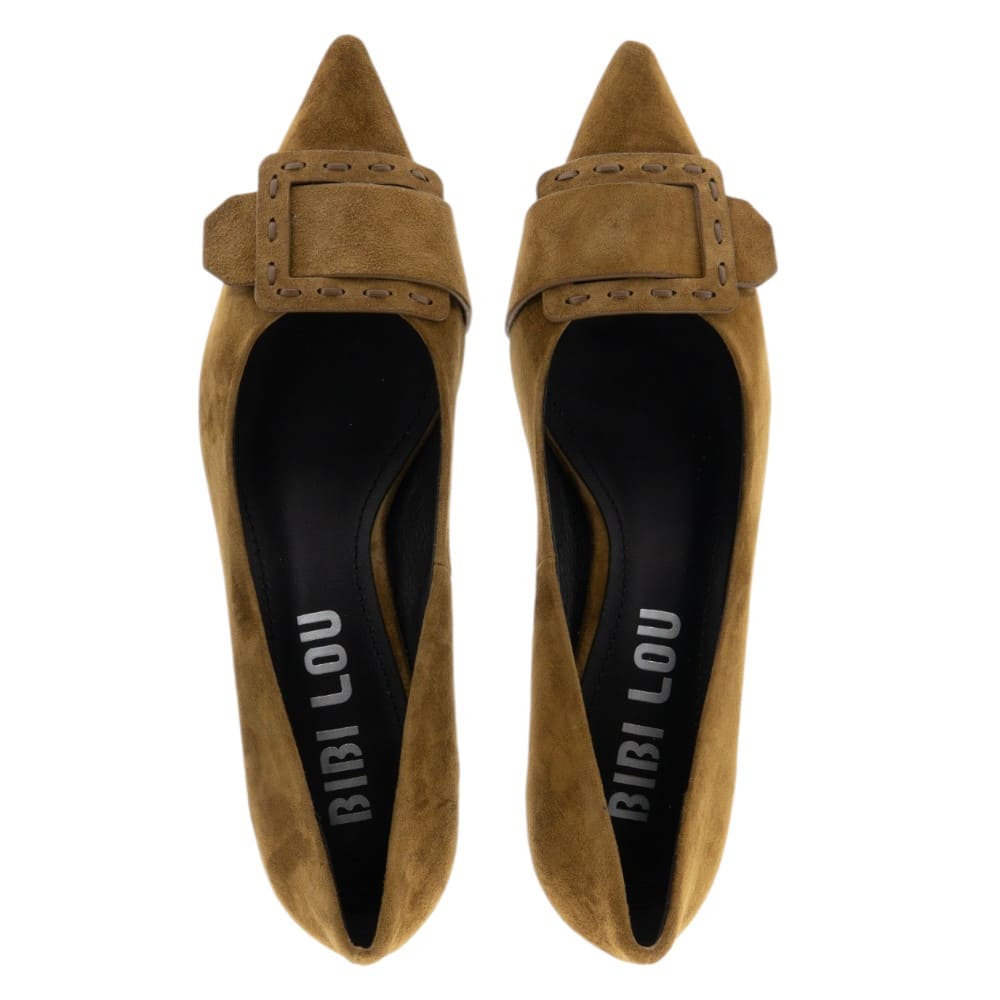 Zapato salón piel ante Bibilou – Tacón bajo con hebilla decorativa foto 2