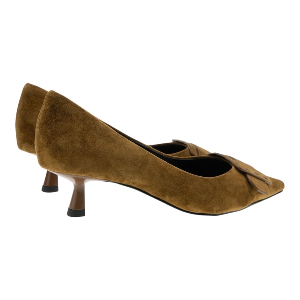 Zapato salón piel ante Bibilou – Tacón bajo con hebilla decorativa foto 4