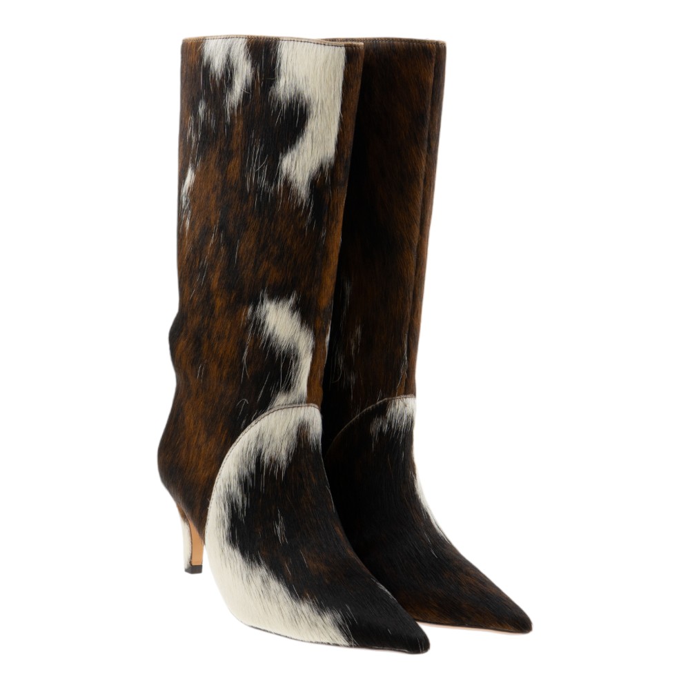 Bota tacón piel potro estampado vaca Lola Cruz Althea Boots