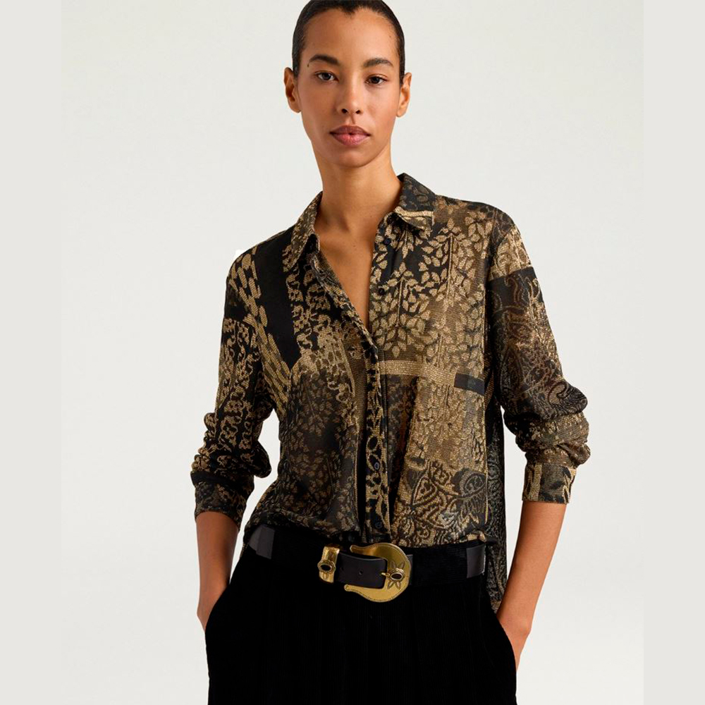 Camisa manga larga jacquard mujer Momoni foto 2