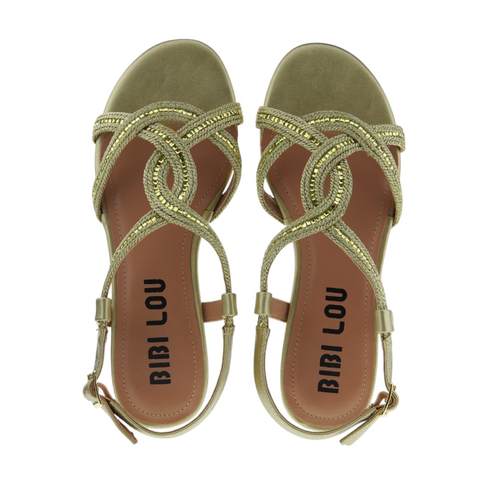 Sandalias planas mujer BibiLou con diseño trenzado metalizado foto 2