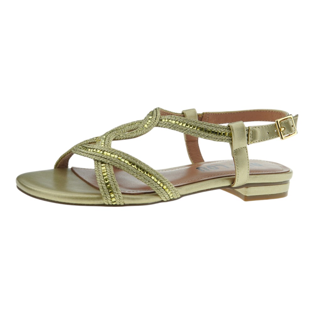Sandalias planas mujer BibiLou con diseño trenzado metalizado foto 3