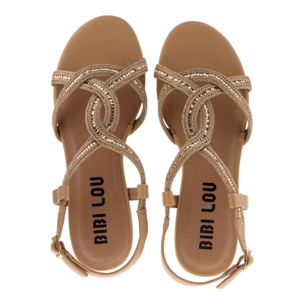 Sandalias planas mujer BibiLou con diseño trenzado metalizado foto 2