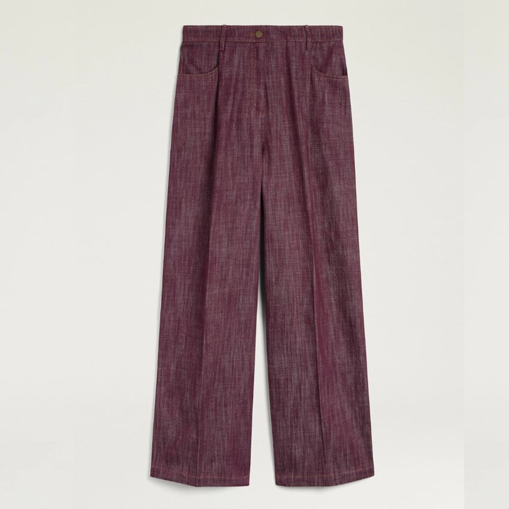 Pantalones pinza denim burdeos Momoni Azulado