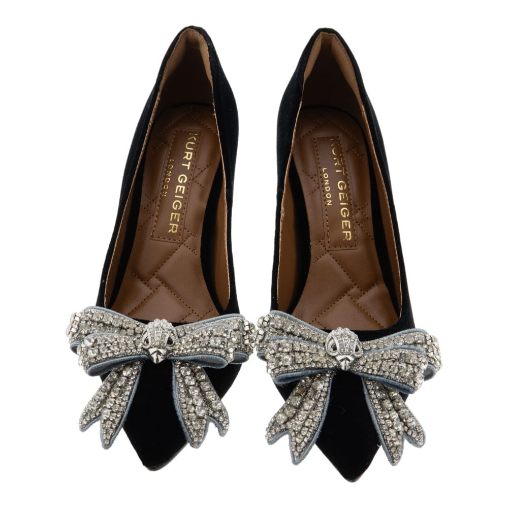 Zapato salón fiesta terciopelo negro Kurt Geiger Belgravia Bow foto 2