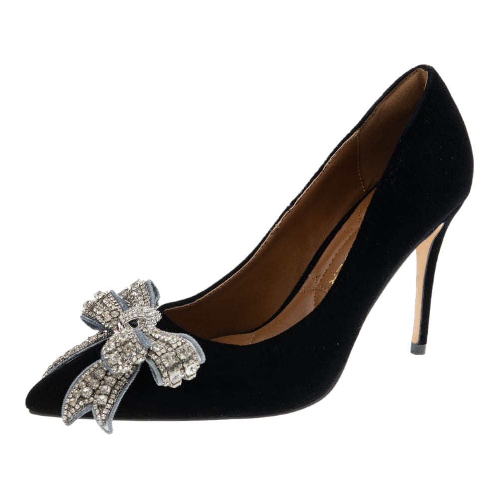 Zapato salón fiesta terciopelo negro Kurt Geiger Belgravia Bow foto 3
