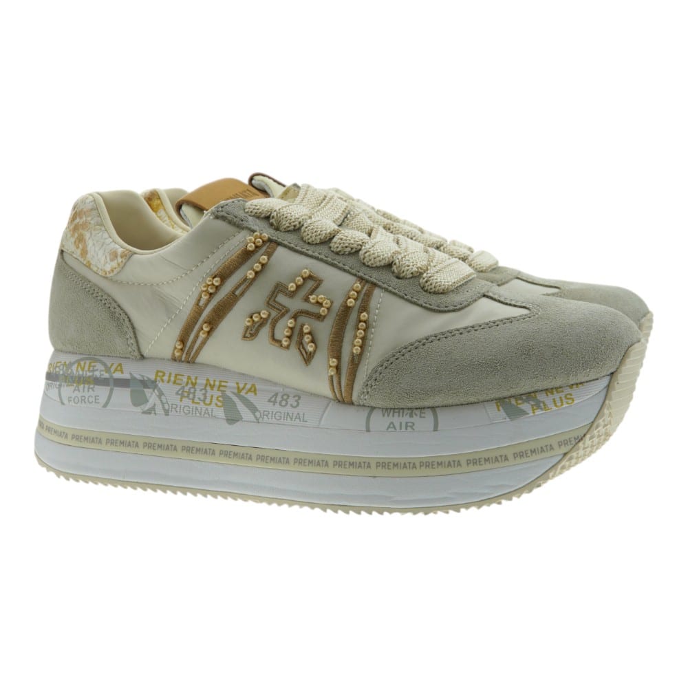 Sneakers Beig Mujer Plataforma Premiata Beth 7375