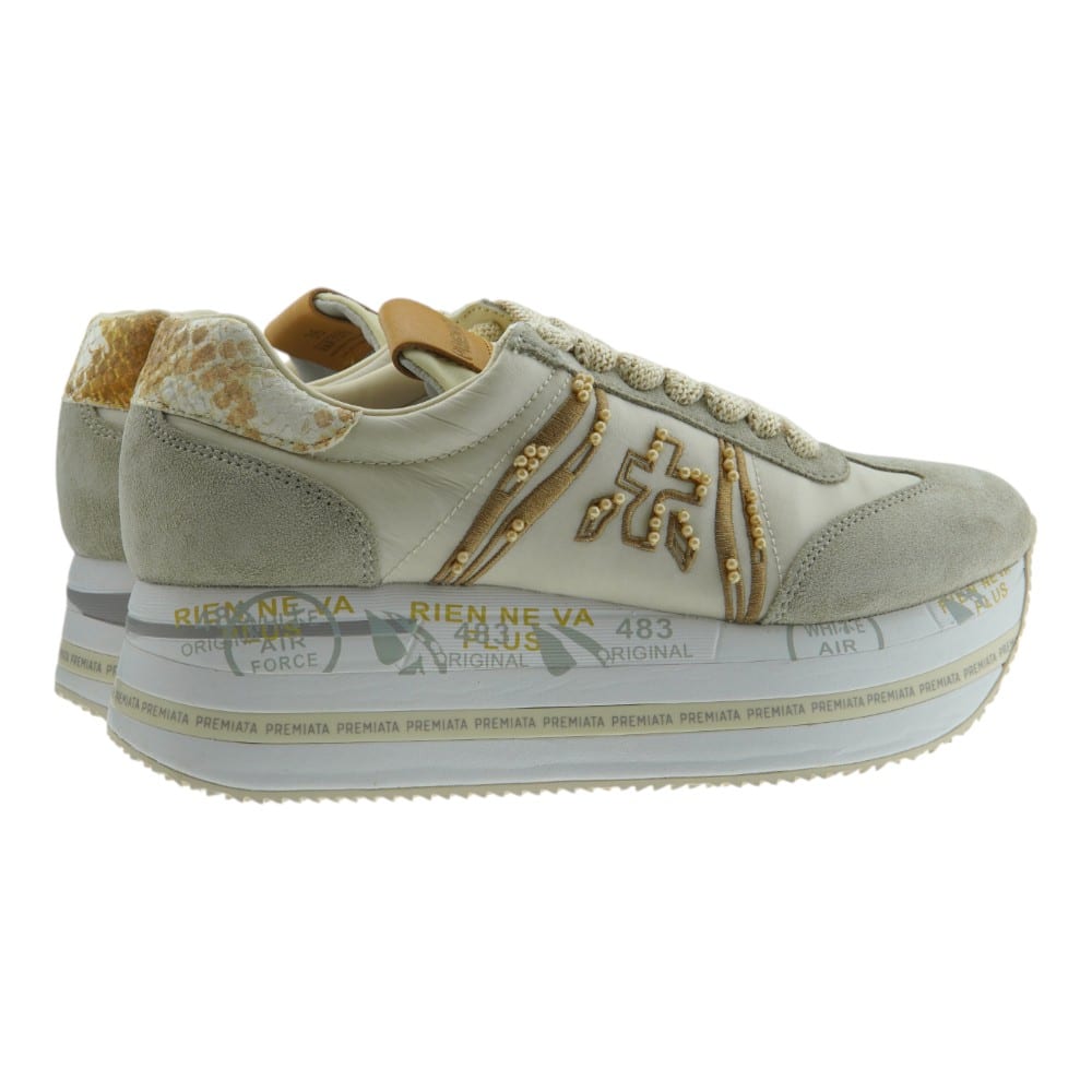 Compra Sneakers Beig Mujer Plataforma Premiata Beth Beige y Dorado | Gallery Carrile foto 4