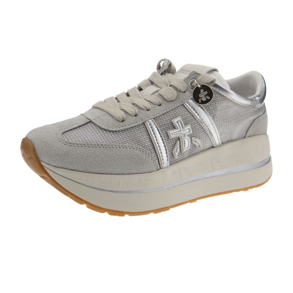 Zapatillas Sneakers Premiata Plataforma Plateadas | Estilo Premium Mujer foto 3