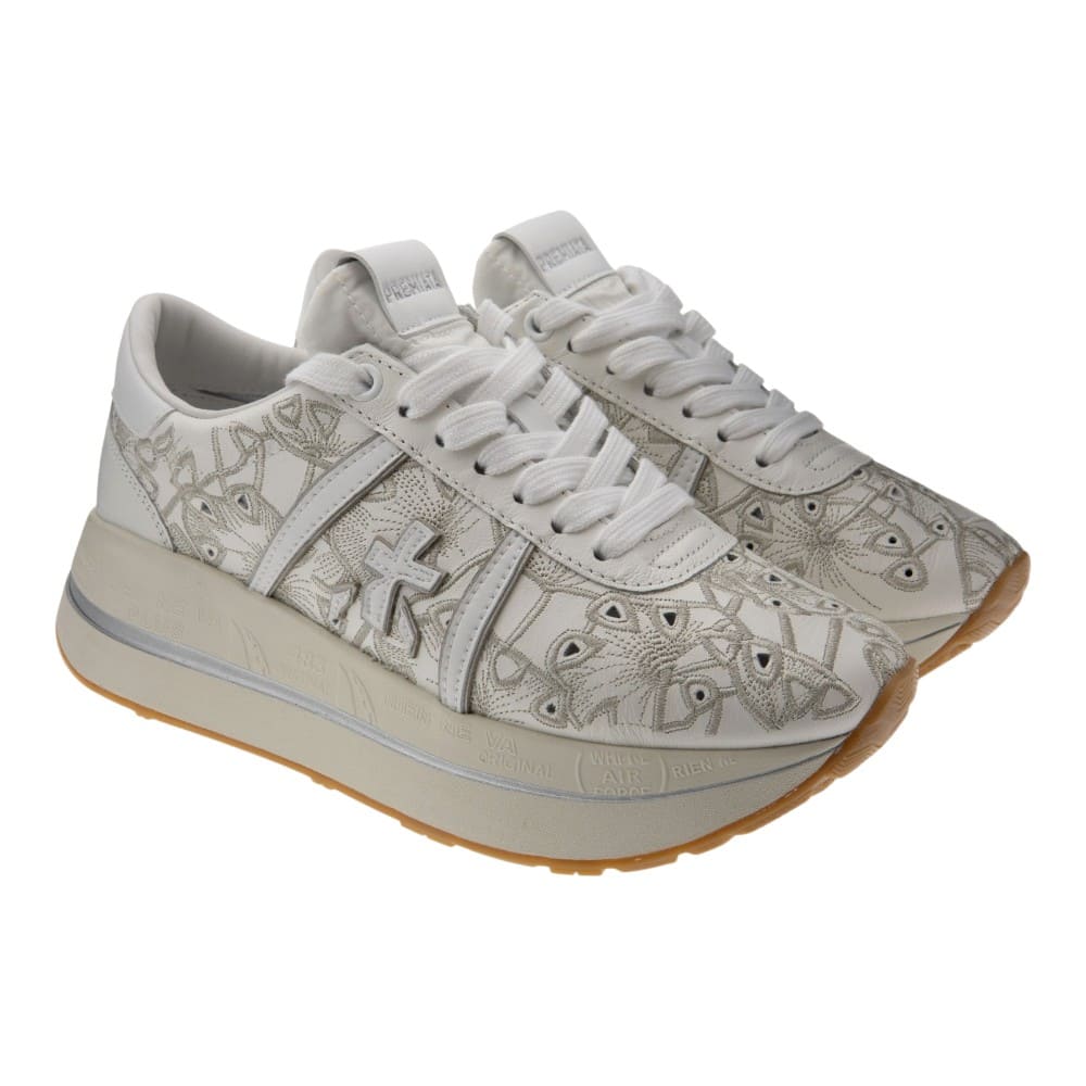 Zapatillas blancas bordadas plataforma Premiata Bethcoin 8153