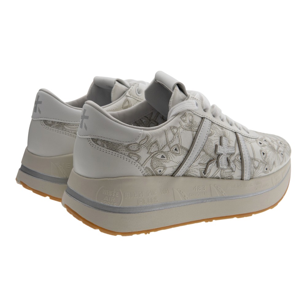 Zapatillas blancas bordadas plataforma Premiata foto 4