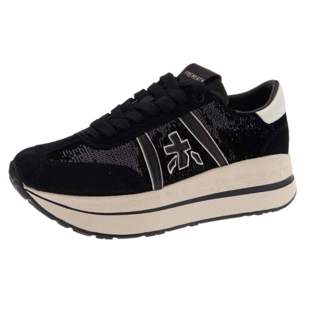 Premiata Sneakers Mujer Negras Plataforma foto 3