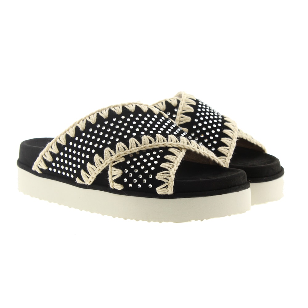 Sandalias Mou tiras cruzadas Biocrohotf Negro
