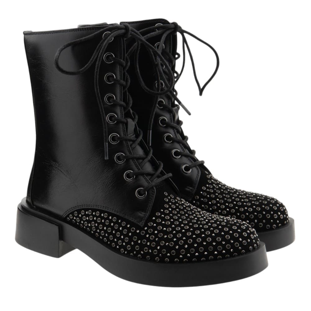 Botines negros tachuelas y cordones Jeannot BJ502