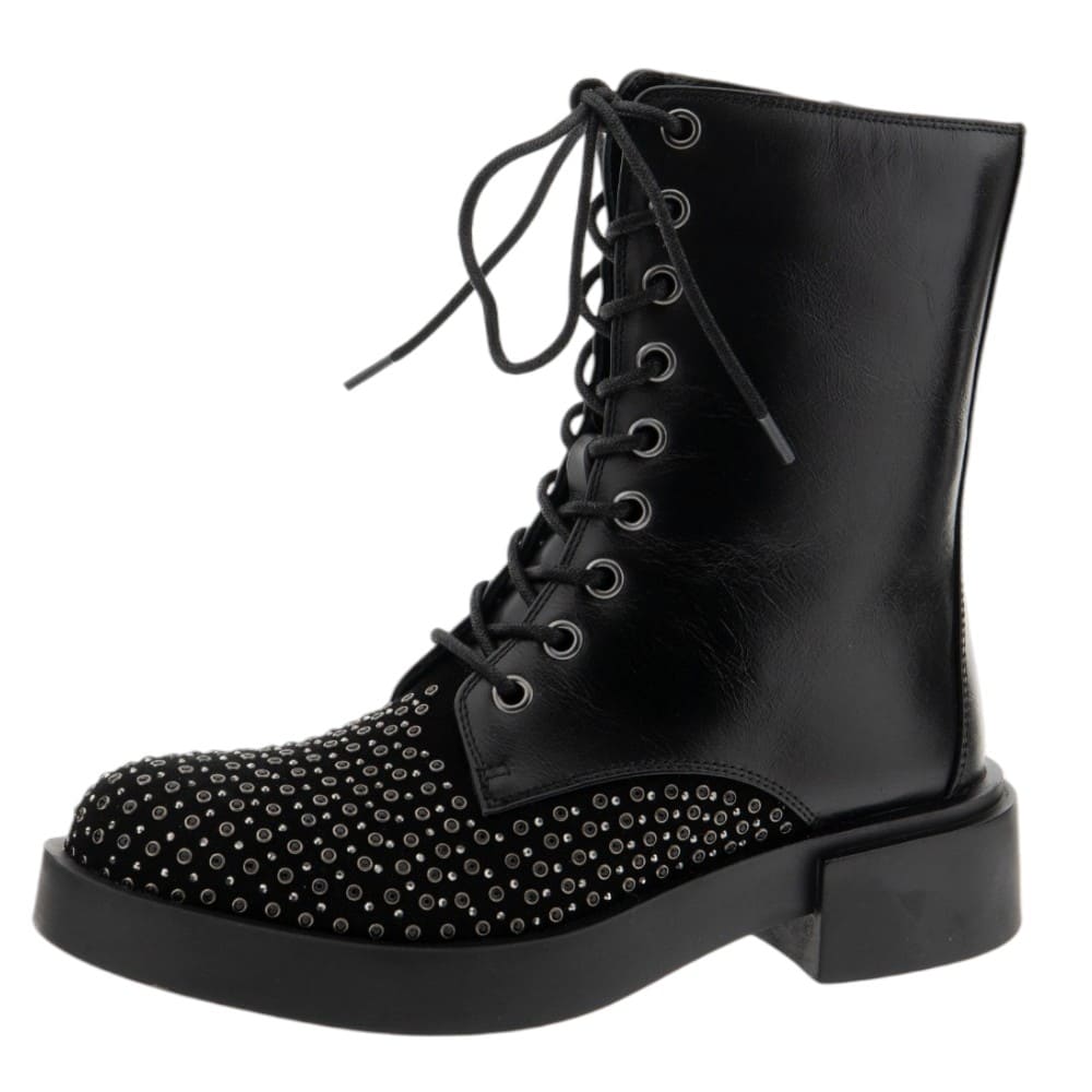Botines negros tachuelas y cordones Jeannot foto 3