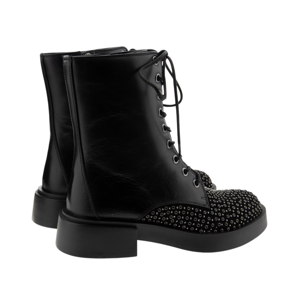 Botines negros tachuelas y cordones Jeannot foto 4