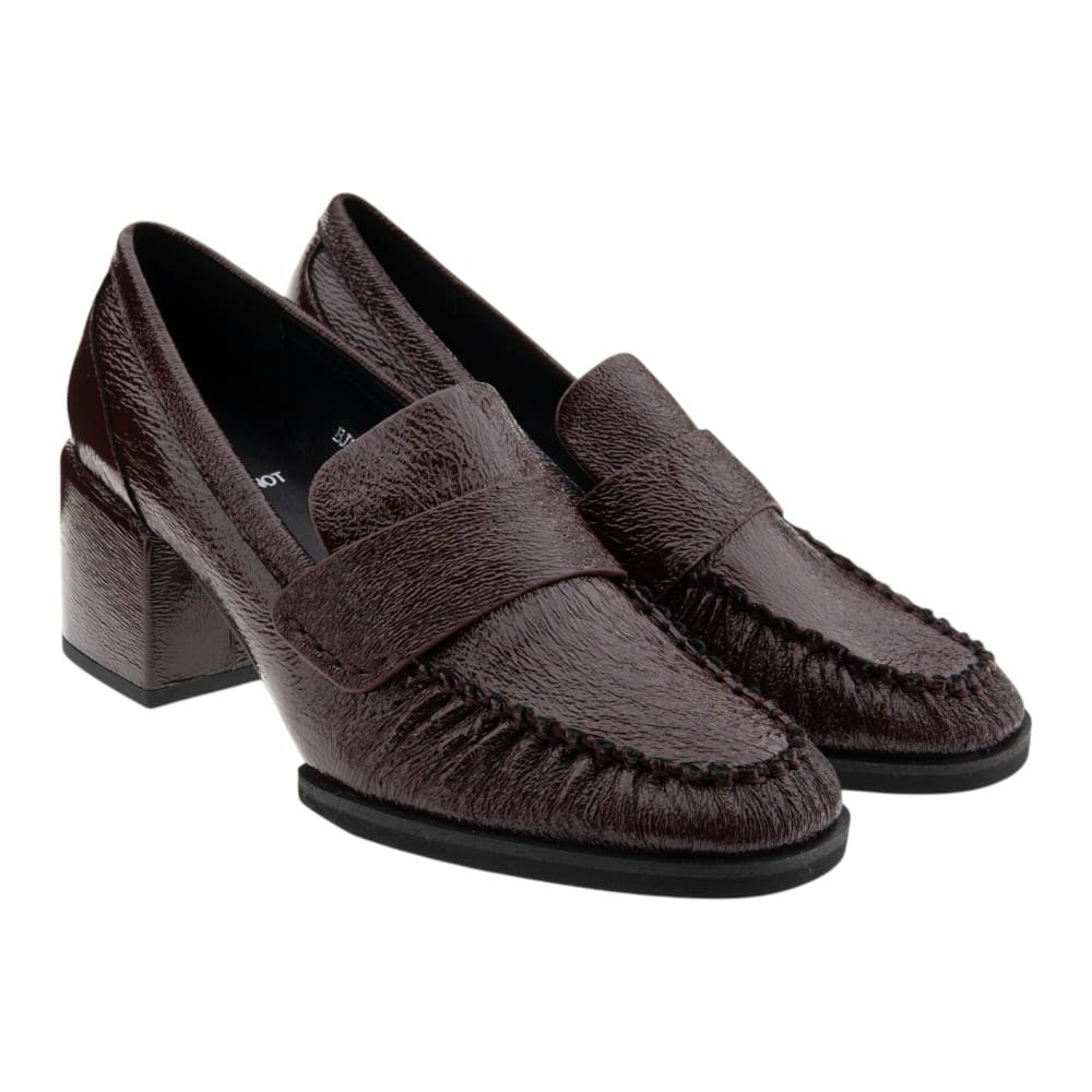 Mocasines burdeos tacón ancho piel Jeannot BJ571