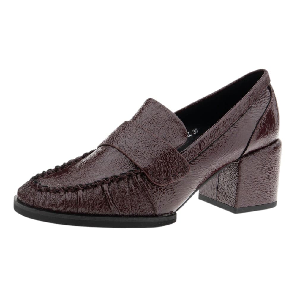 Mocasines Burdeos Tacón Ancho Piel Jeannot foto 3