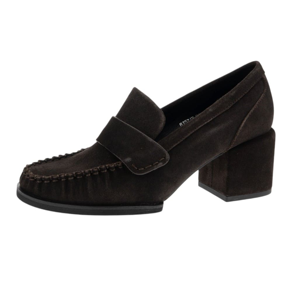 Zapatos Tacón Tipo Mocasín Ante Marrón Jeannot foto 3