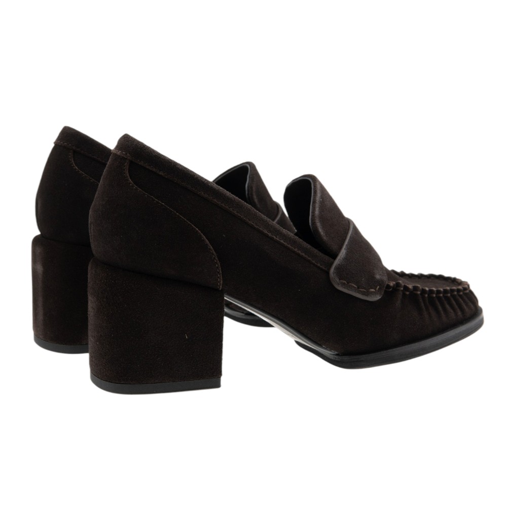Zapatos Tacón Tipo Mocasín Ante Marrón Jeannot foto 4