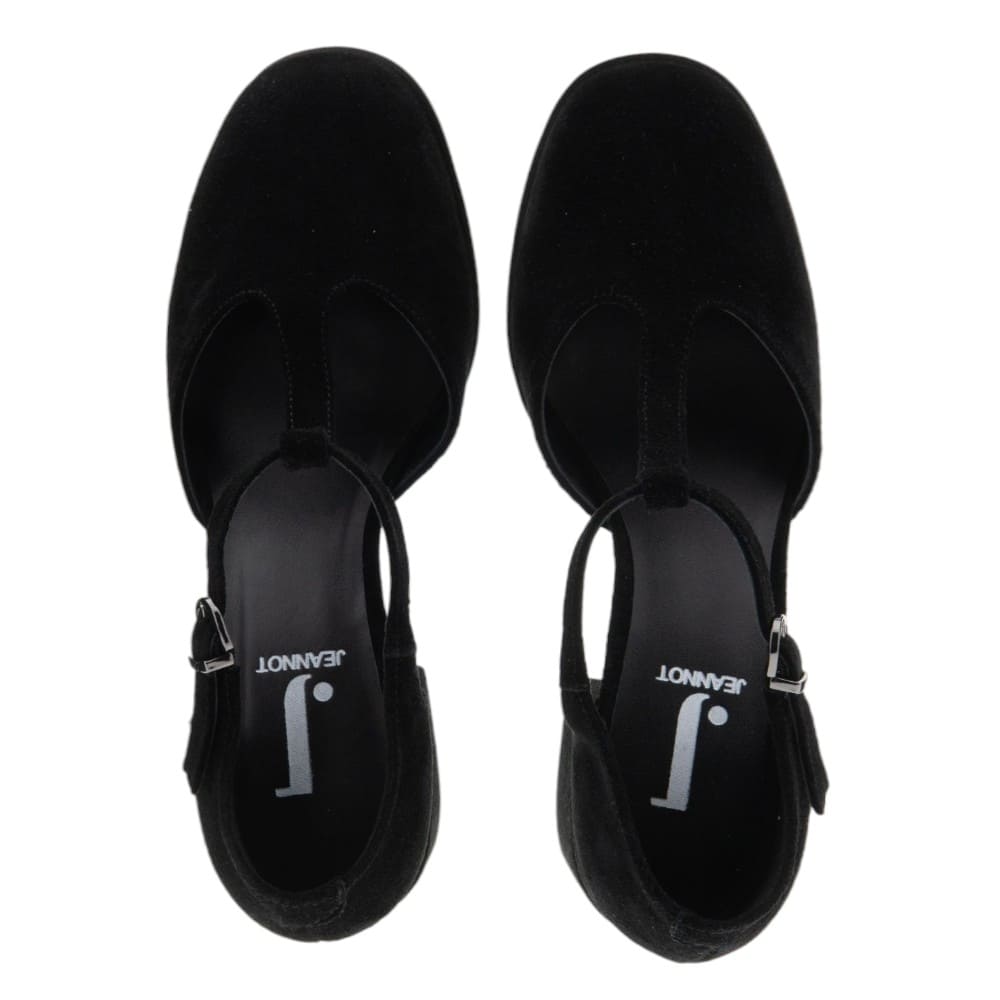 Zapatos Ante Negro Tacón Ancho y Hebilla Jeannot foto 2